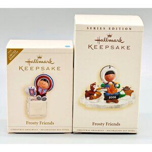 Hallmark Frosty Friends Christmas Ornament 2006 Eskimo Dog Lot of 2 Repaint #1
